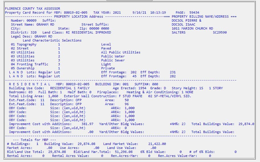 Image for Two Homes on 1 Parcel - 223 Graham Rd. Lake City, South Carolina 29560