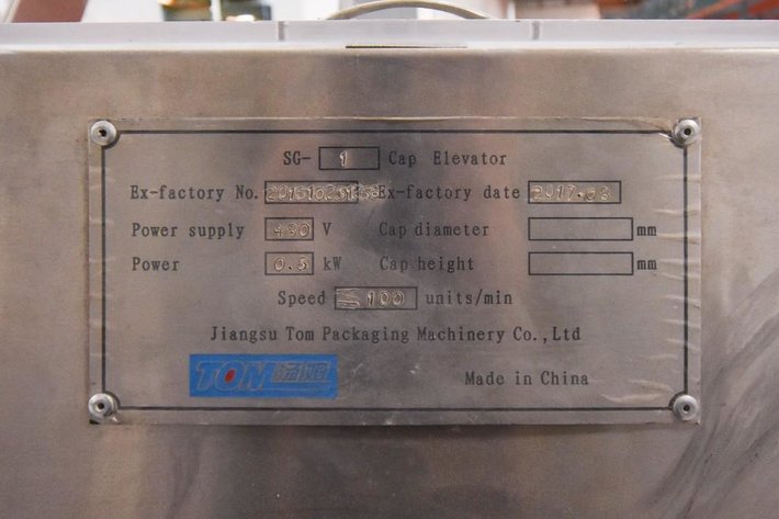 Image for ***SOLD*** MJK1097 Jiangsu Tom Packaging Machinery Co Cap Elevator 104