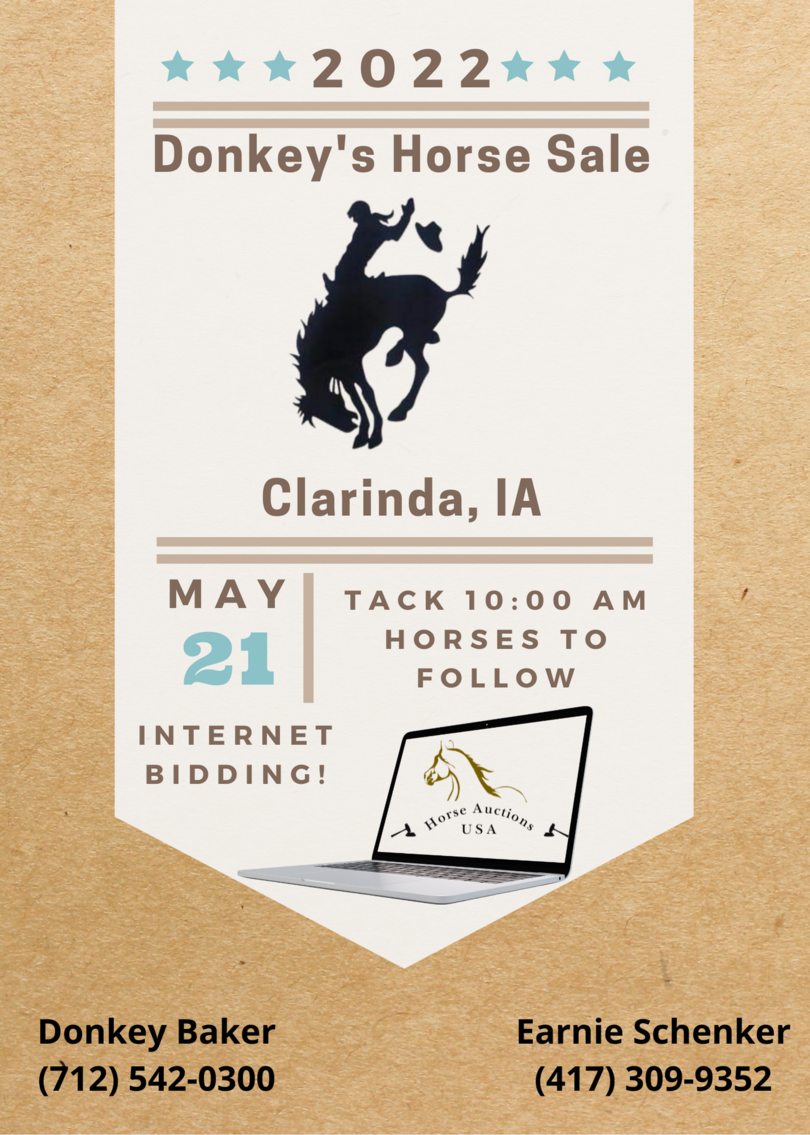 Image for Donkey's Horse Sale - Clarinda, Iowa May 21st
