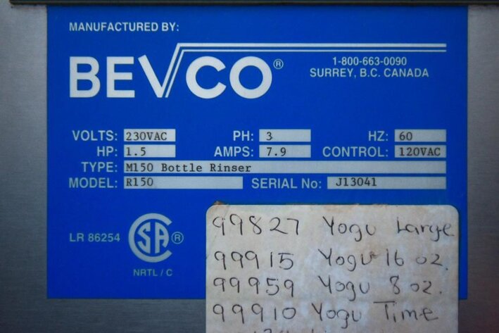 Image for ***SOLD***MJK1108 Bevco Bottle Washer Model 150