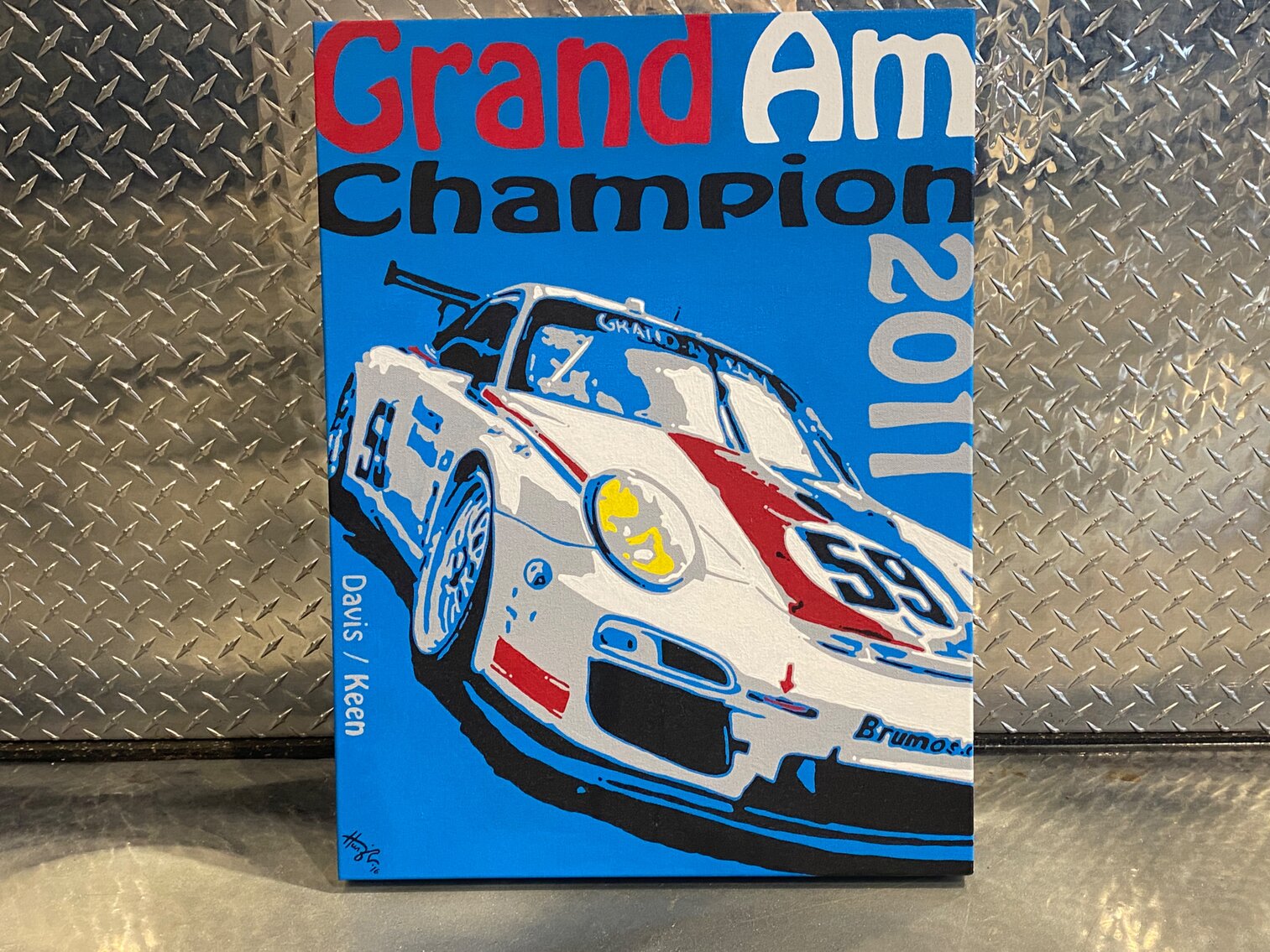 18x24 PAINTING OF THE GRAND AM CHAMPION 2012 PORSCHE 911 GT3 CUP BY BRUMOS BY NICOLAS HUNZIKER