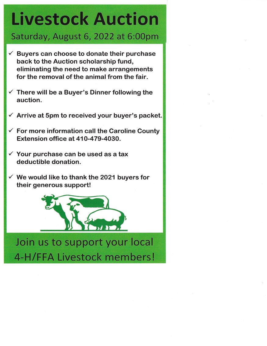 Image for Aug 6, 2022 4-H Livestock Auction - Caroline / Dorchester County Fair