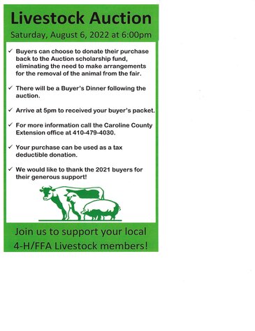 Image for Aug 6, 2022 4-H Livestock Auction - Caroline / Dorchester County Fair