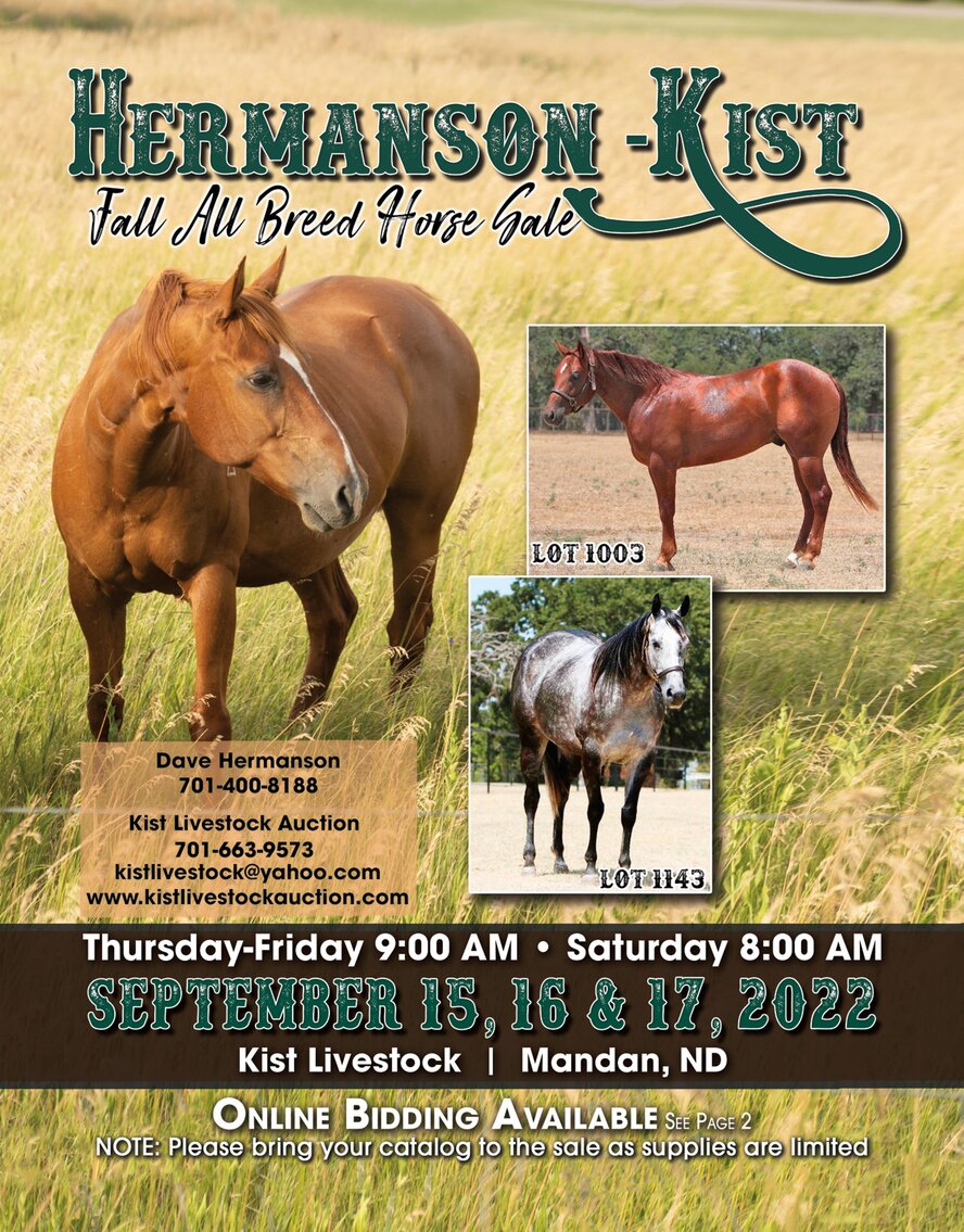 DAY 1 HermansonKist Fall All Breed Horse Sale Mandan, North Dakota