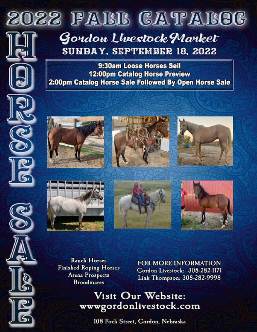 Image for Gordon Livestock Fall Catalog Horse Sale Gordon, Nebraska SUNDAY, September 18th