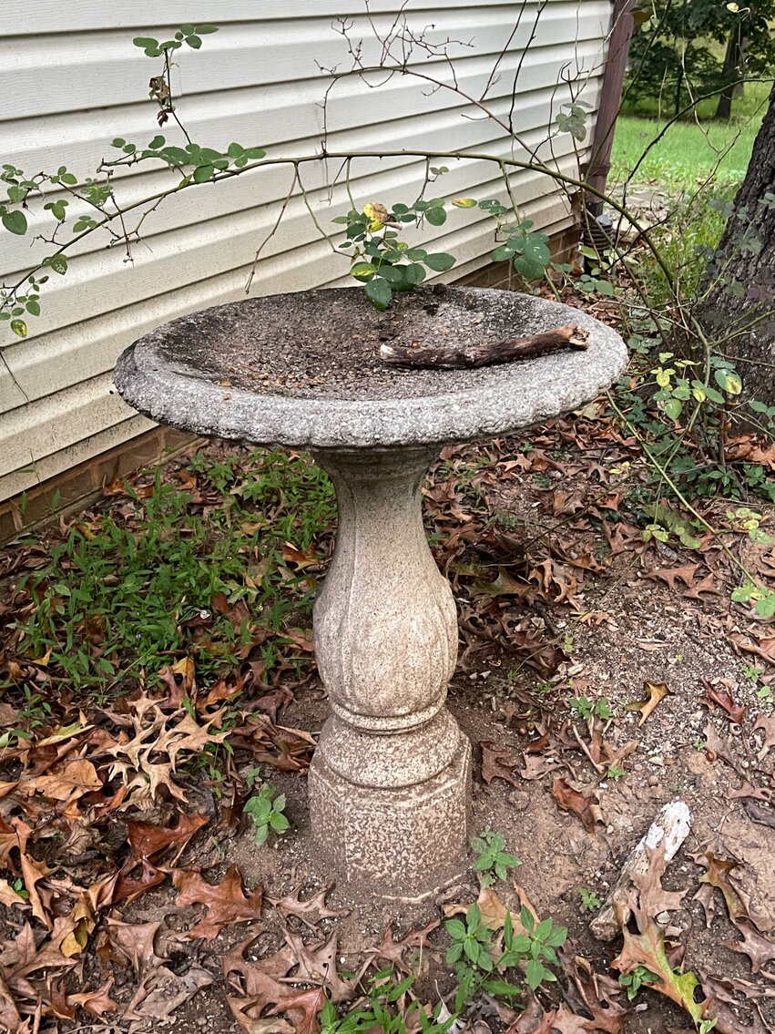 Cement Birdbath & Planters