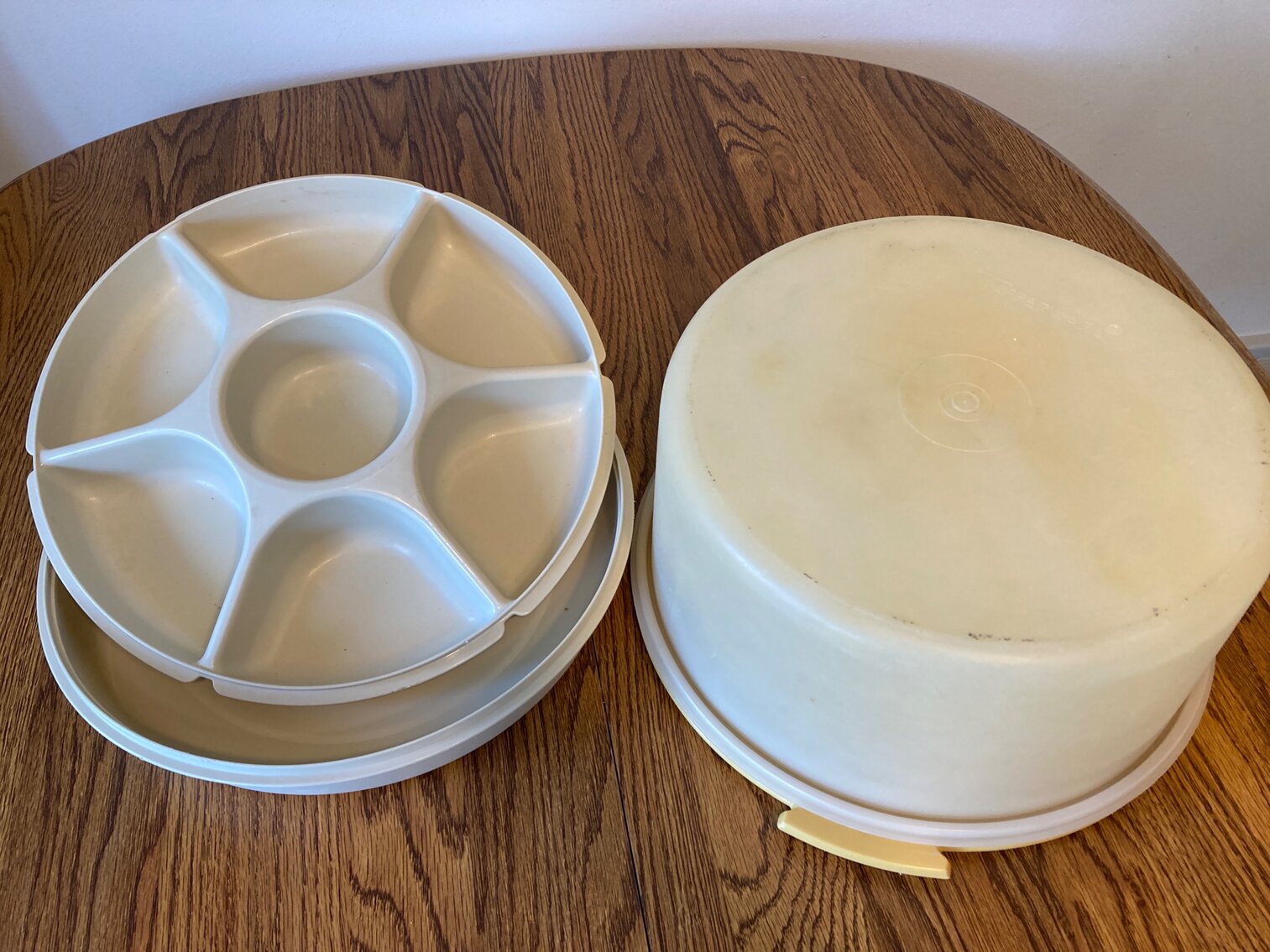 Cake Plate and Tupperware Server