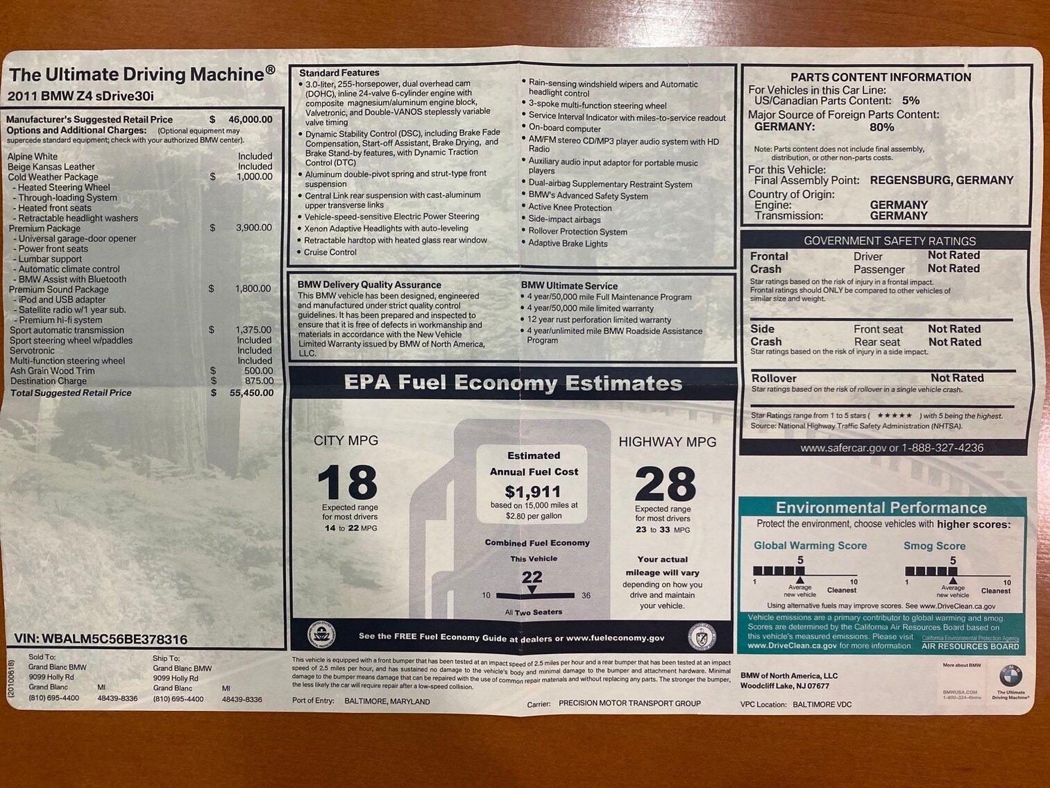 Image for 2011 BMW Z4 Roadster Convertible (Weckerly)