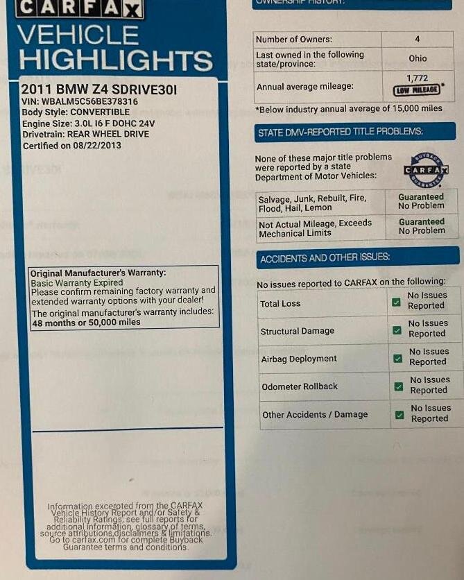 Image for 2011 BMW Z4 Roadster Convertible (Weckerly)