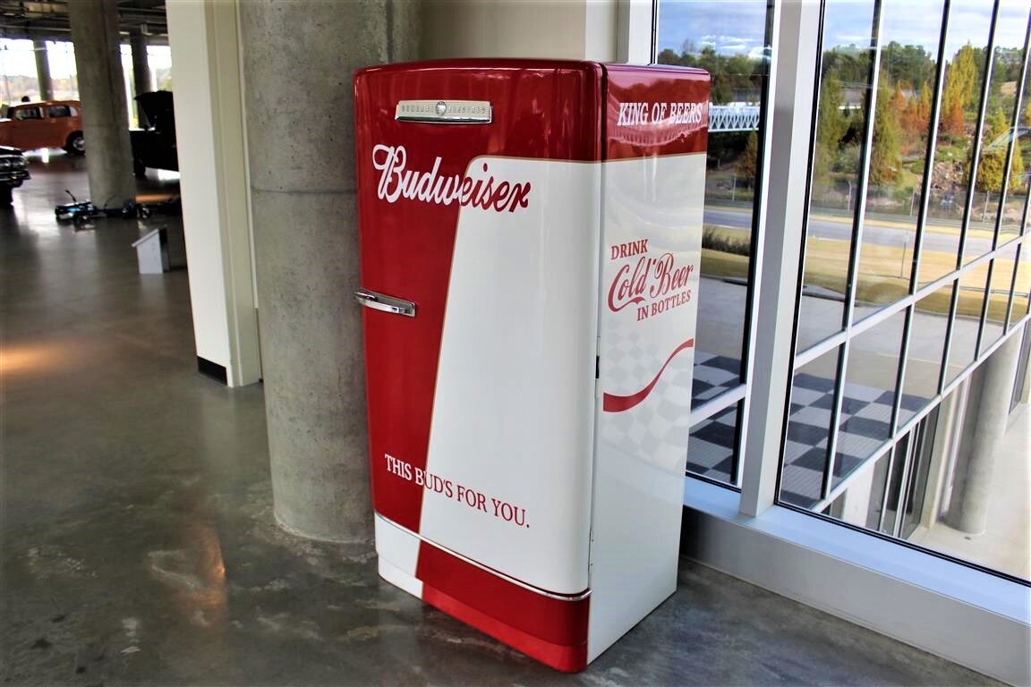 BUDWEISER THEMED GENERAL ELECTRIC REFRIGERATOR