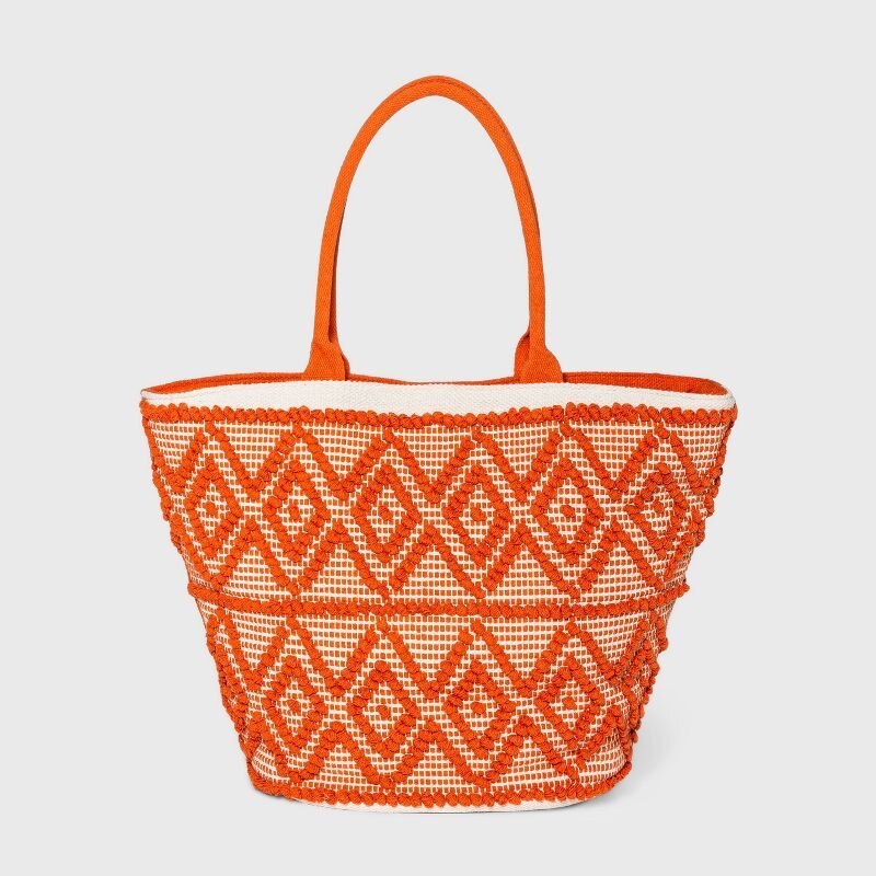 Jacquard Print Blanket Tote Handbag - Shade & Shore™ Orange
