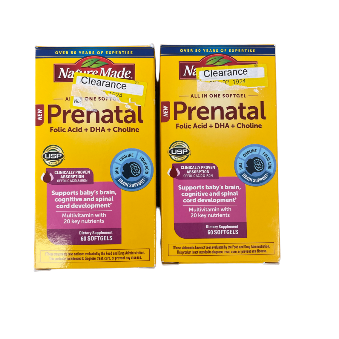 Prenatal with Folic Acid DHA and Choline Softgels (Set of 2)