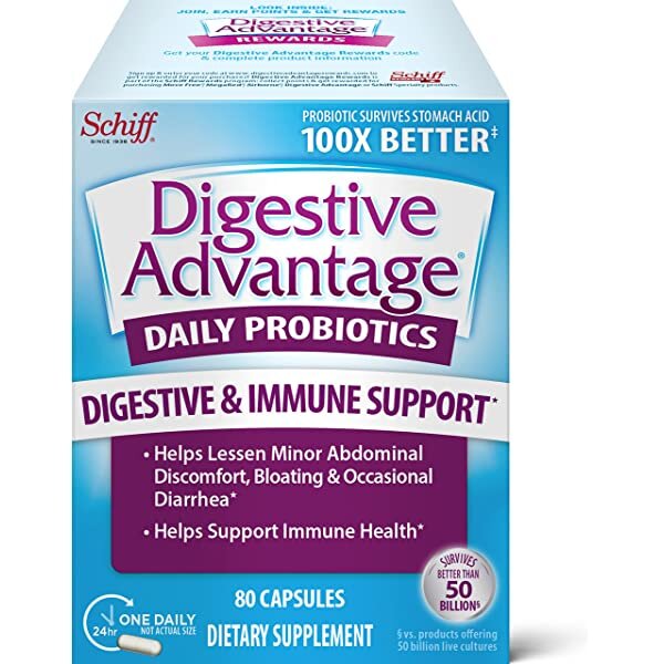 Schiff Digestive Advantage Capsules Daily Probiotic for Immune Health Calcium -- 50 Capsules (Set of 2)