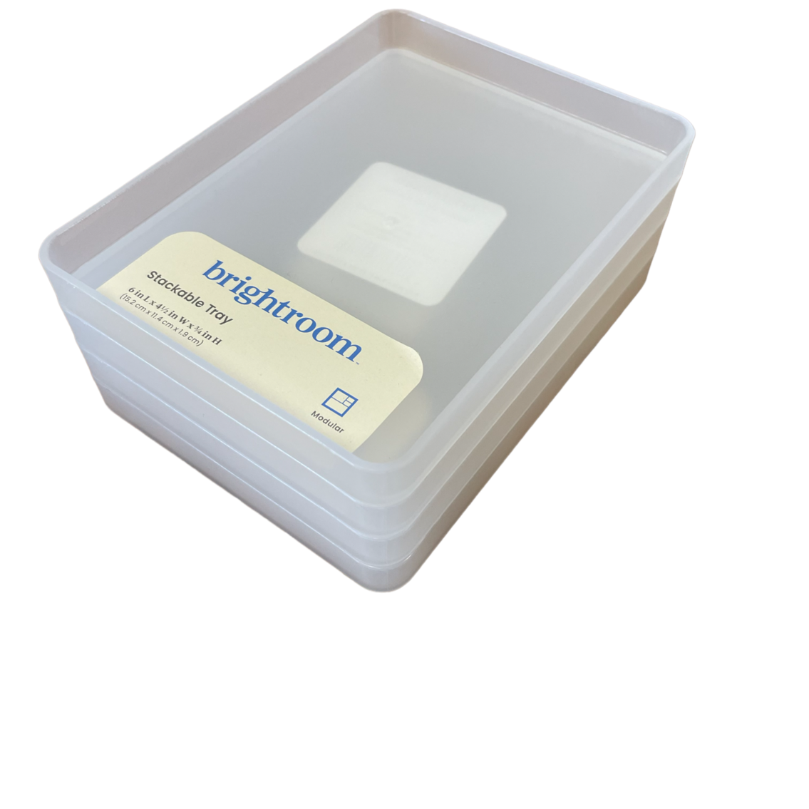 Medium 6" x 4.5" x 0.75" Plastic Bathroom Tray Clear - Brightroom