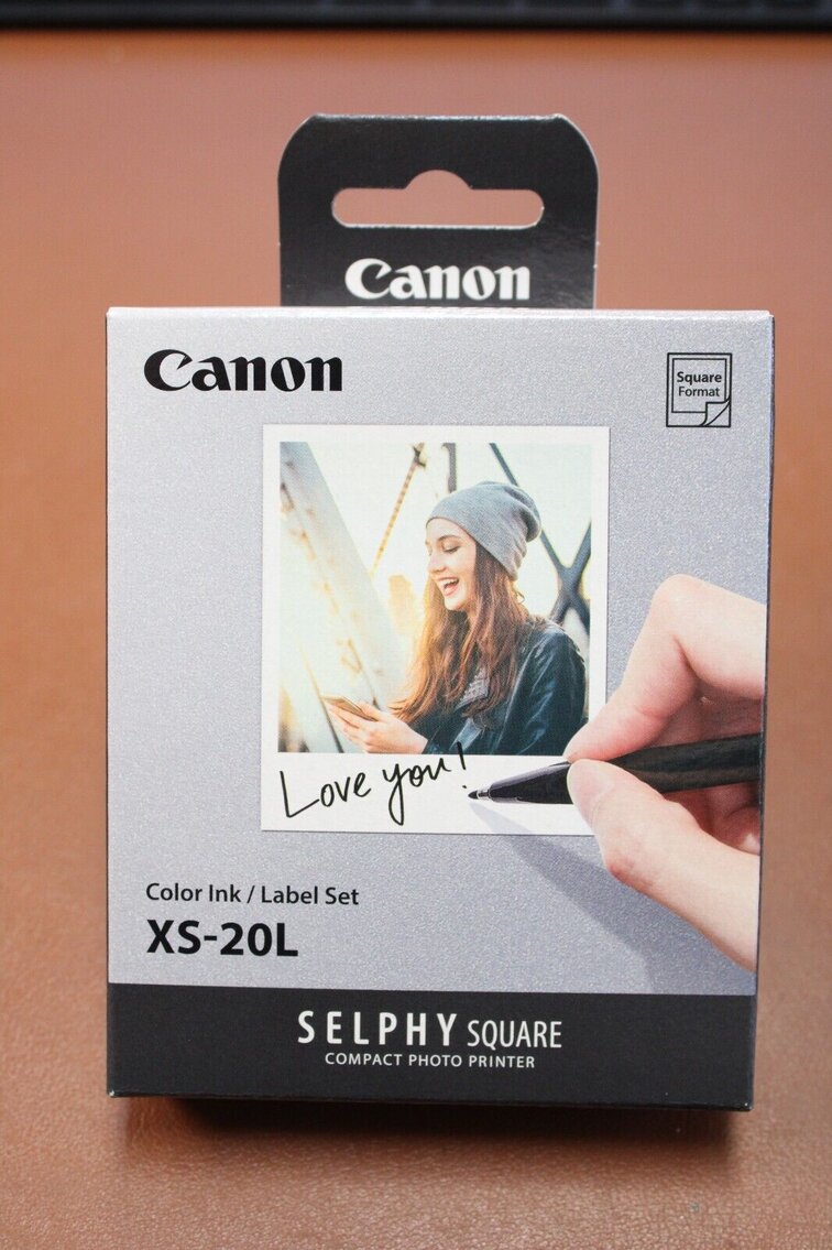 2x Canon Xs-20l Color Ink & Label Photo Paper 20pcs Each SELPHY Square