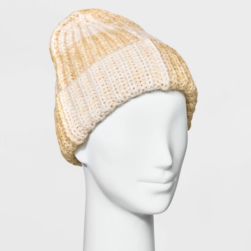 Women's Check Ribbed Beanie - Universal Thread™