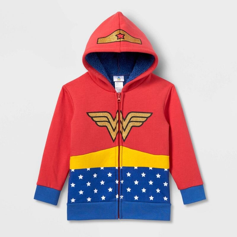 Toddler Girls' Wonder Woman Cosplay Zip-Up Sweatshirt - Red size 5T