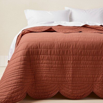 Full/Queen Scalloped Edge Quilt Light Terracotta - Opalhouse