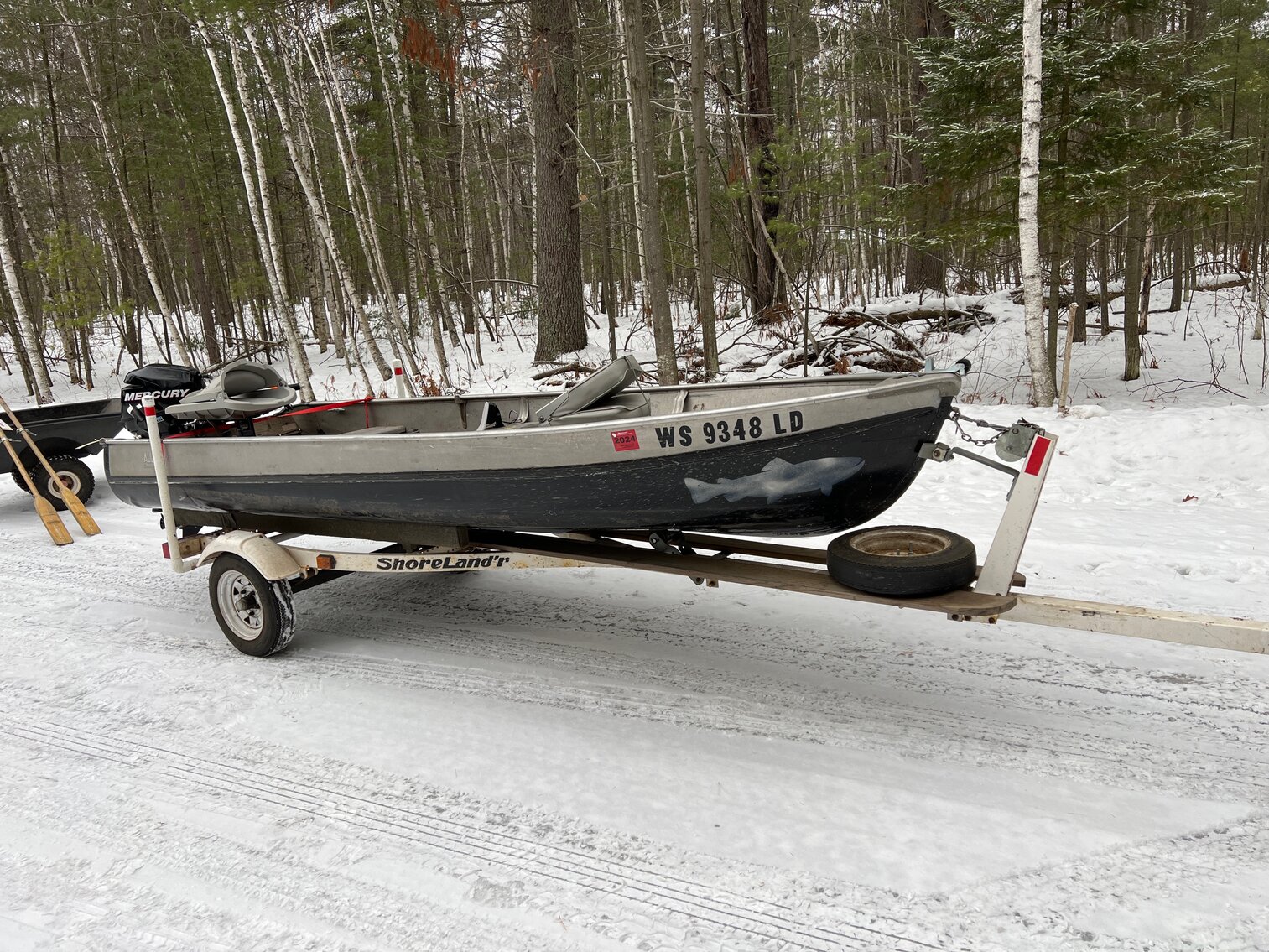 Alumacraft aluminum boat with ShoreLand’r trailer