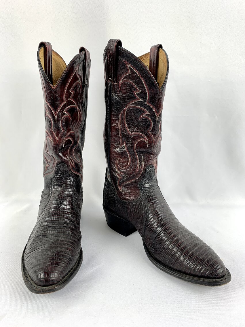 Tony Lama Teju Leather Lizard Men's Cowboy Boots - Size 9.5 Mahogany