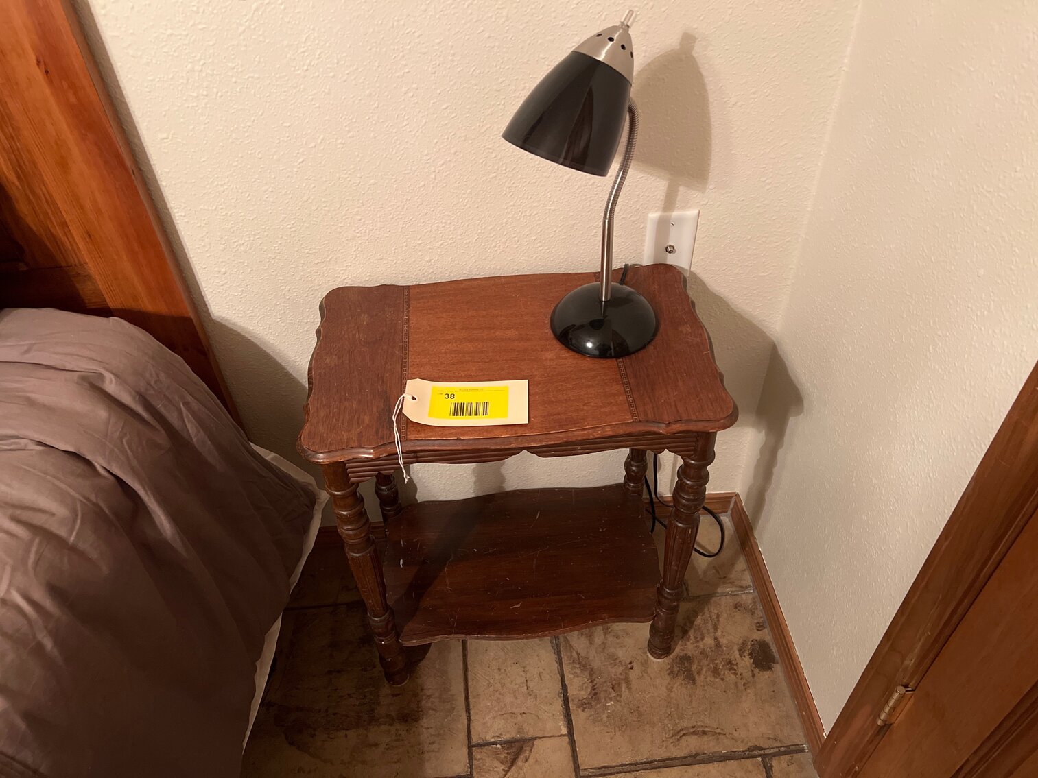 Antique table and lamp