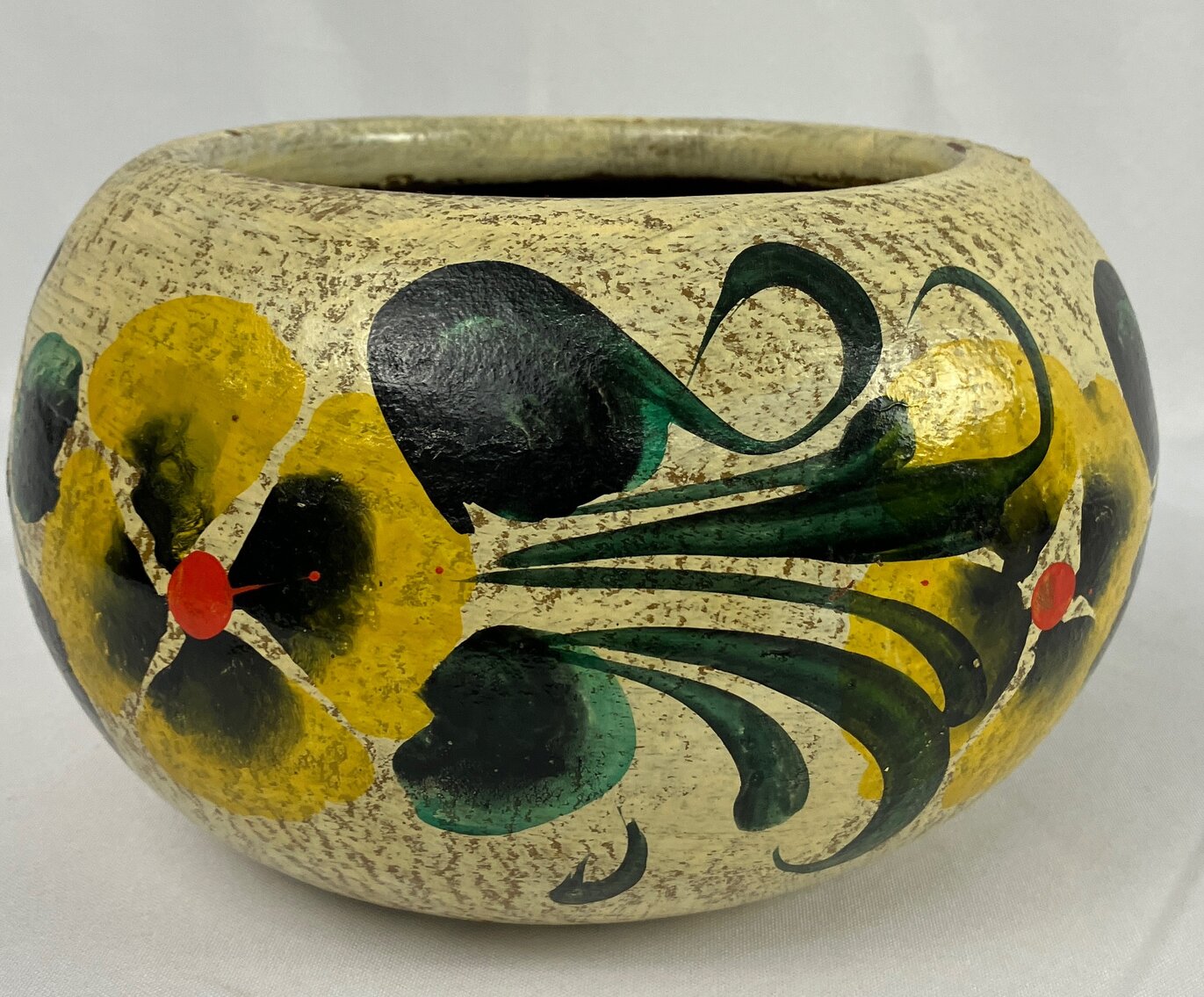 Vintage Mexican Terracotta Pot with Colorful Design
