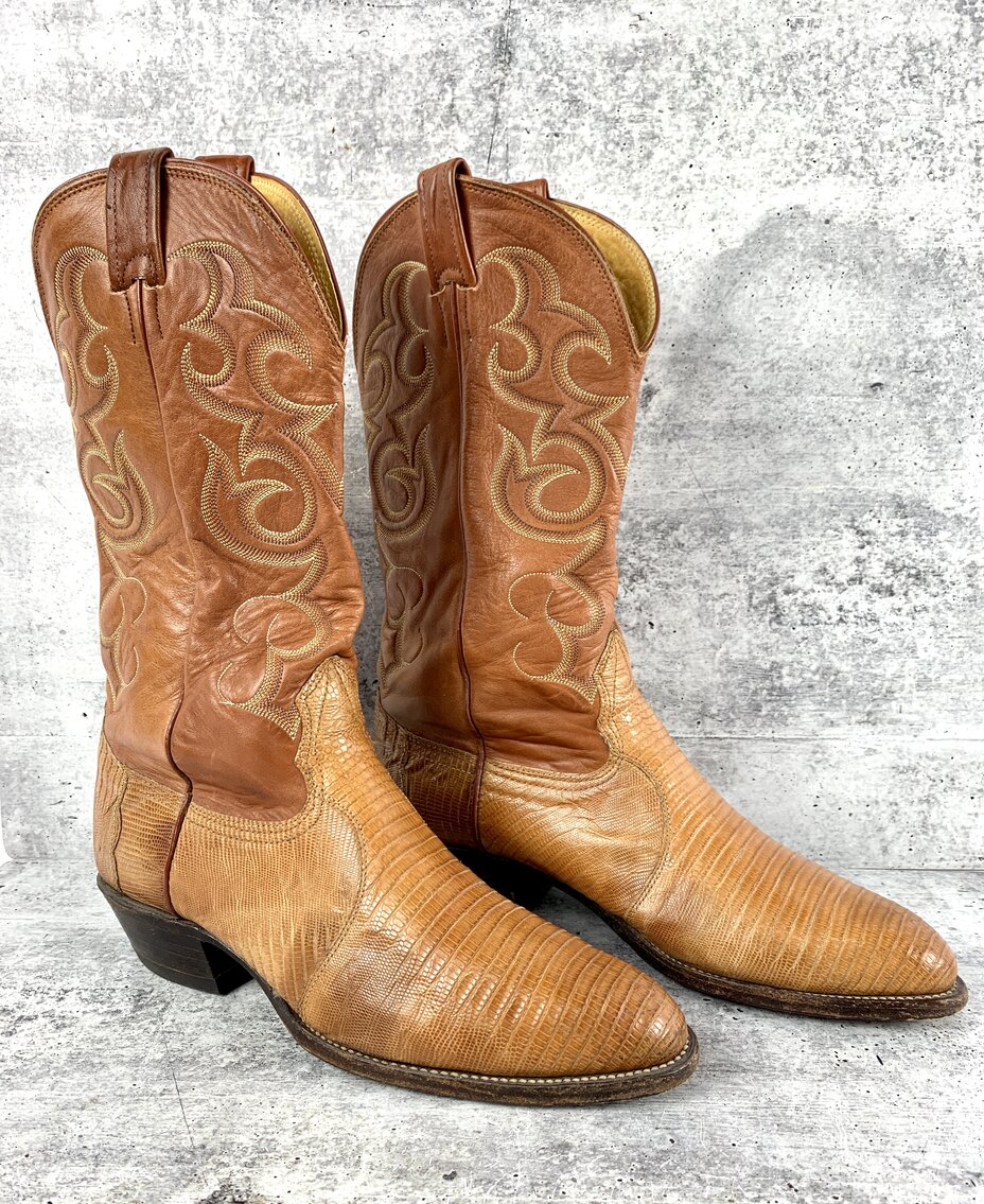 Vintage Nocona Lizard Cowboy Boots - Mens Size 9, Style 1522-30-403