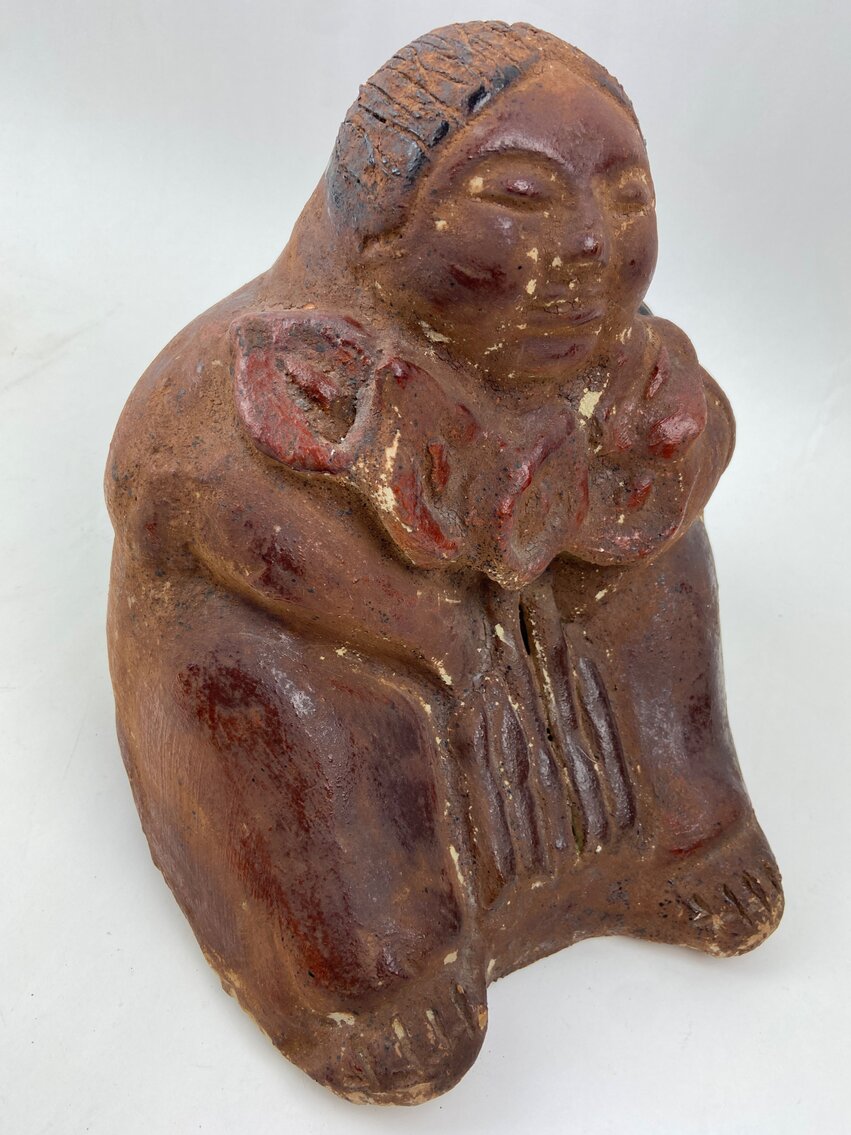 Terracotta Woman with Calla Lilies Statue - Hand Made in Mexico