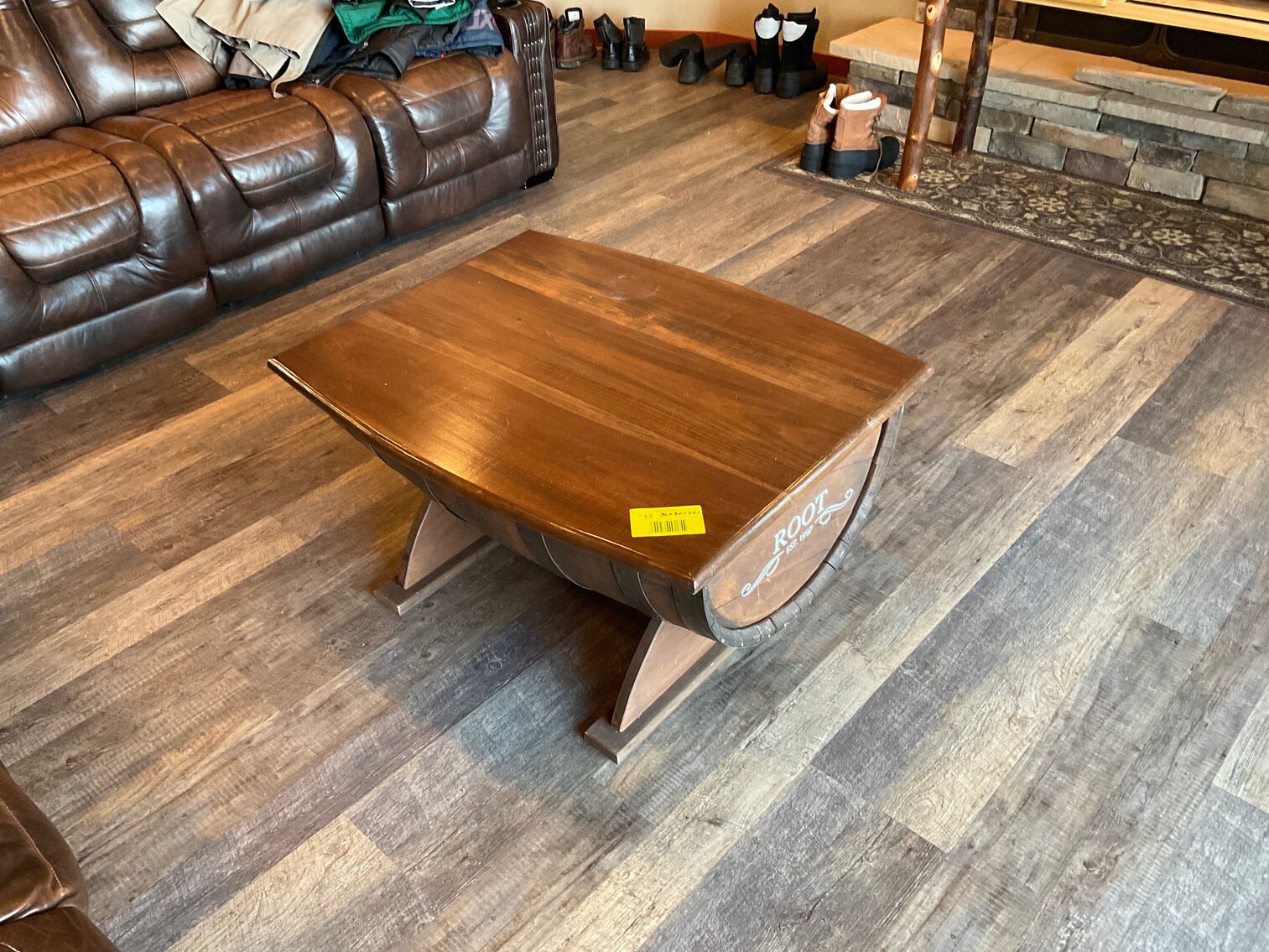 Half barrel coffee table