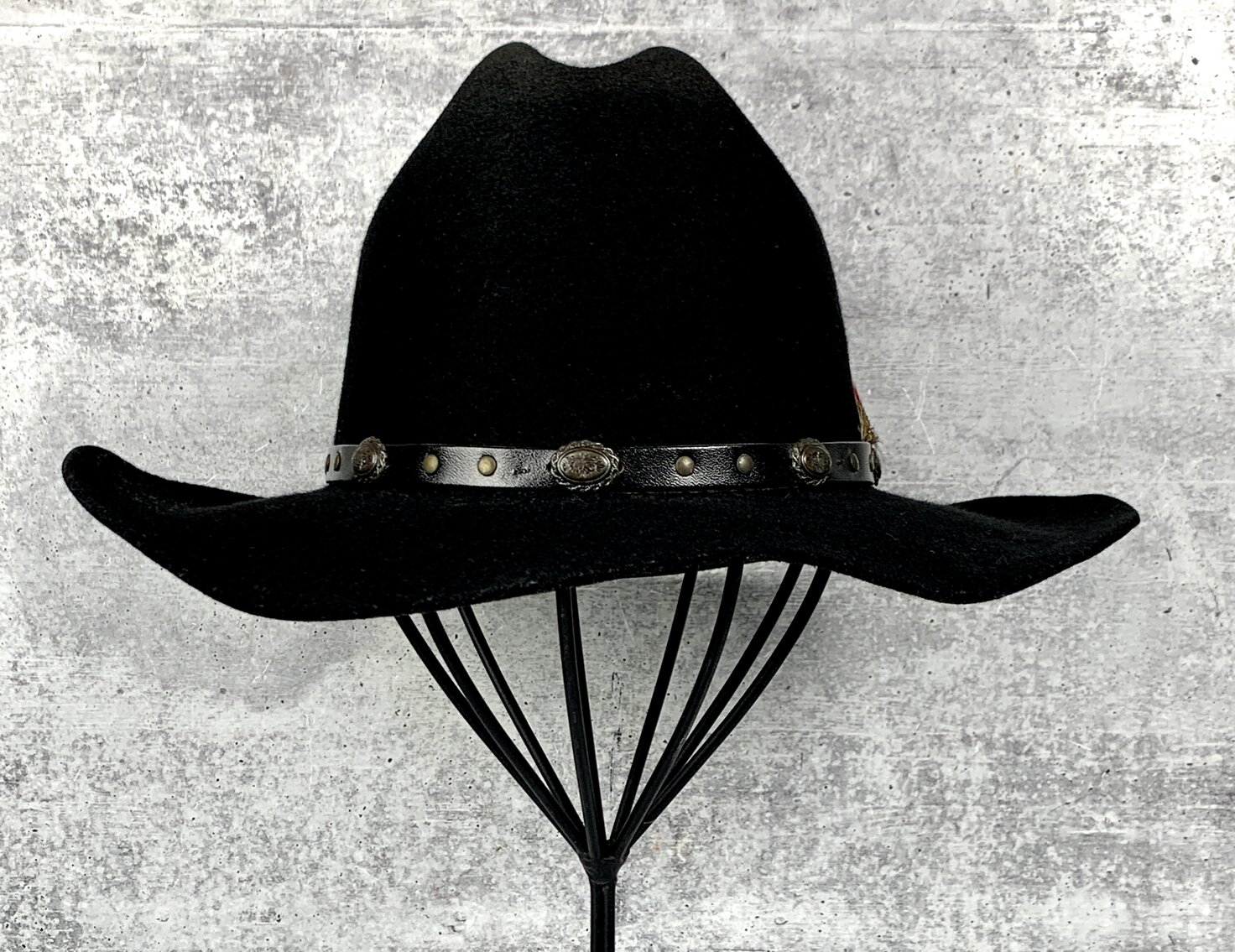 Custom-Made Bee Black Suede and Felt Cowboy Hat - Size 7-1/4 with Stretcher