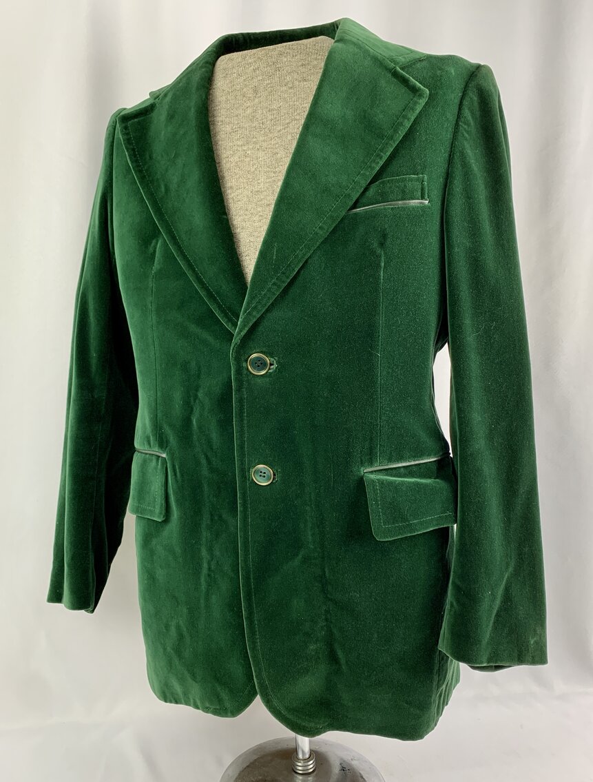 Vintage Cortefiel Emerald Velvet Sport Coat Sz 39 - Made in Spain