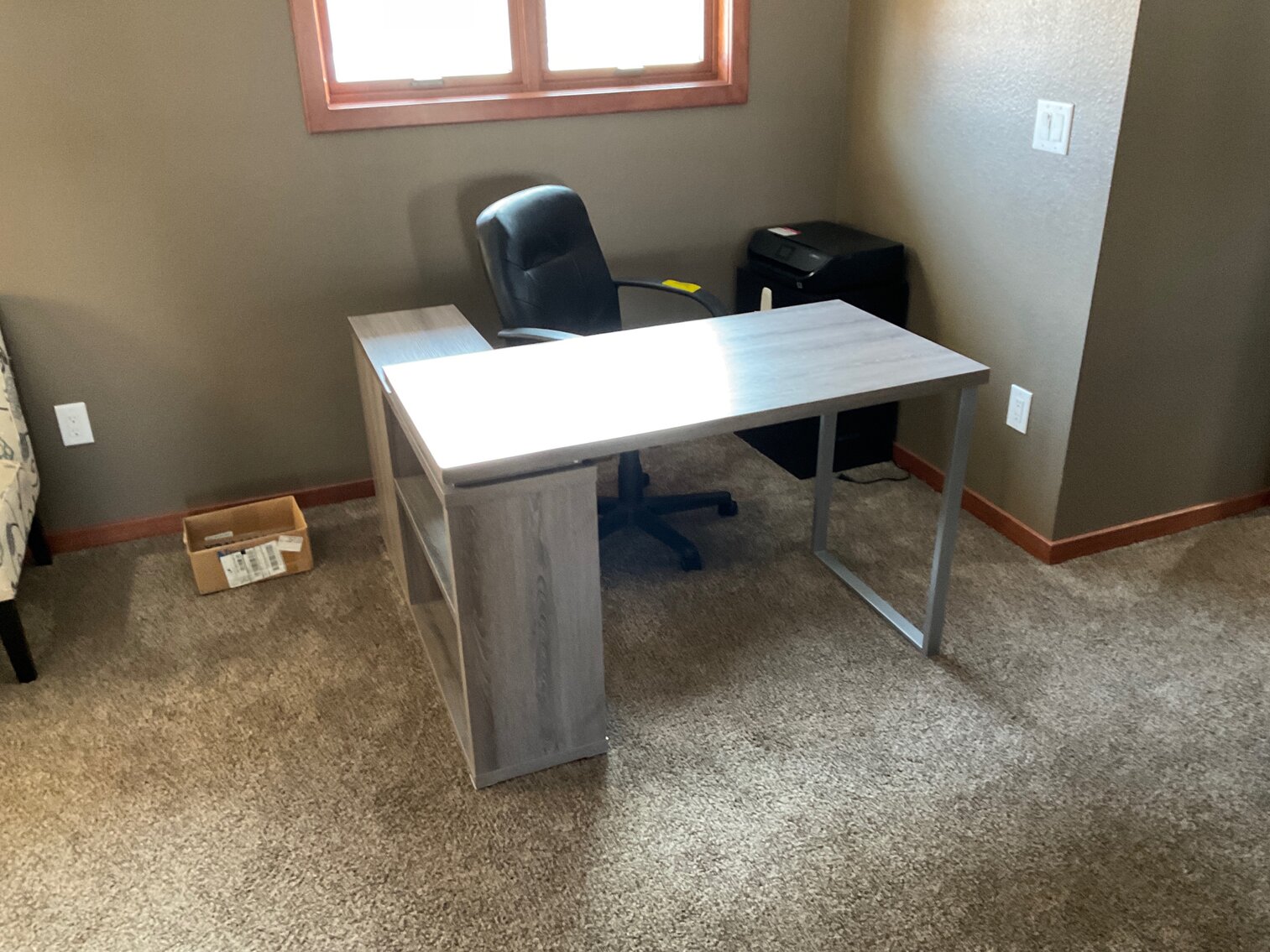 Beautiful office desk and bookshelf