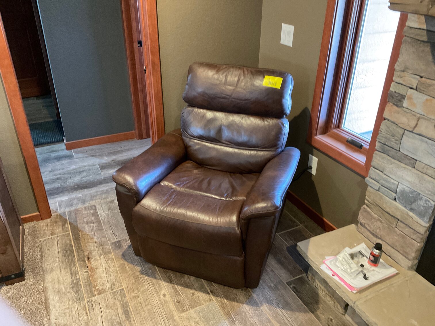 Leather powered recliner