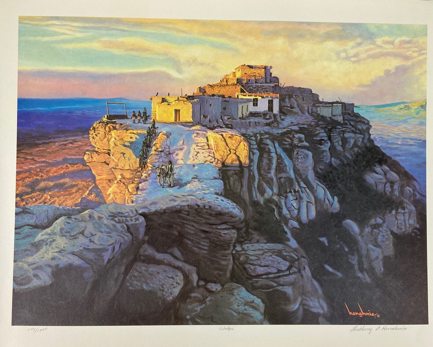 Anthony Honahnie Signed L.E. Watercolor Print - First Mesa Hopi Village Walpi, Unframed