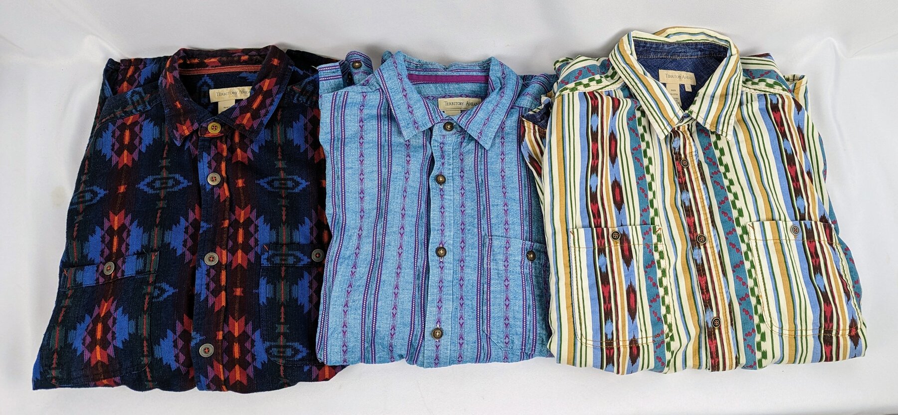 3 Territory Ahead Button-Down, Long-Sleeve Shirts, Men's Size Large