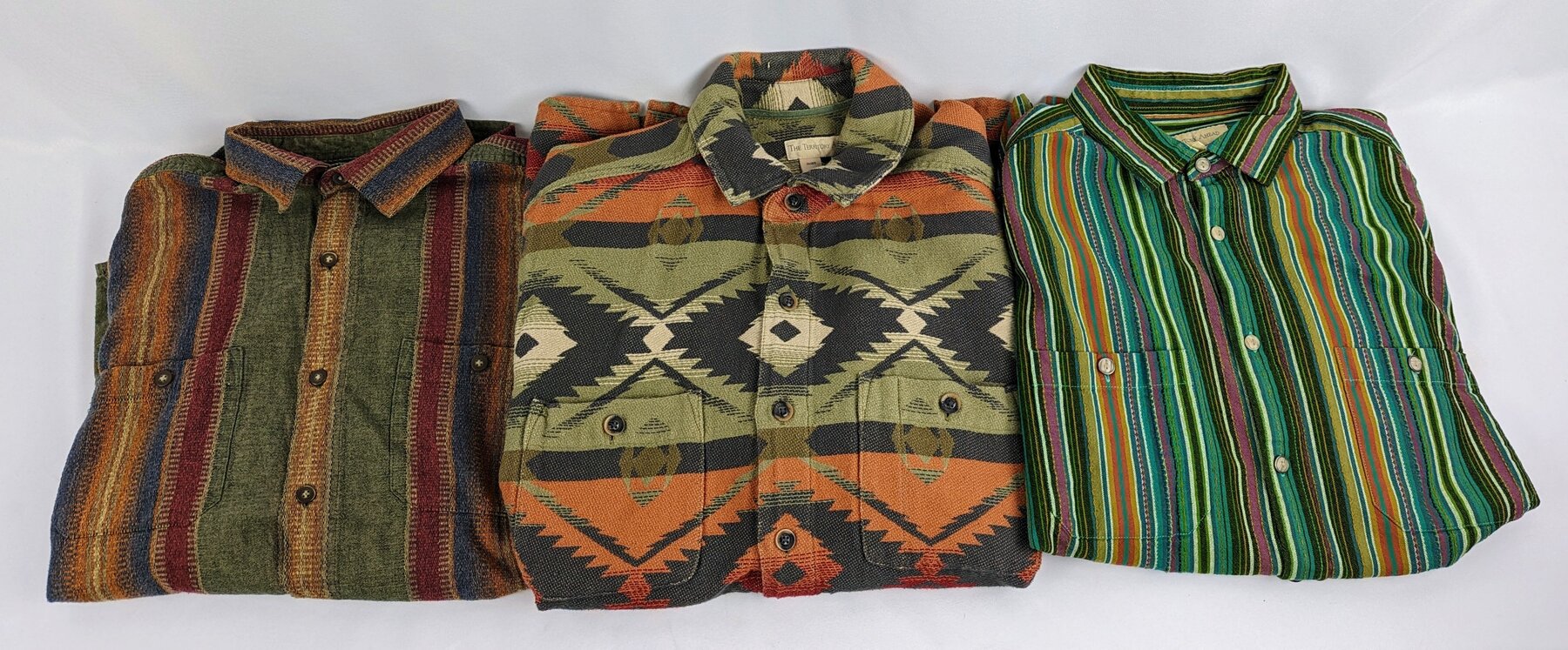 3 Territory Ahead Button-Down Long-Sleeve Shirts, Size Men's Large