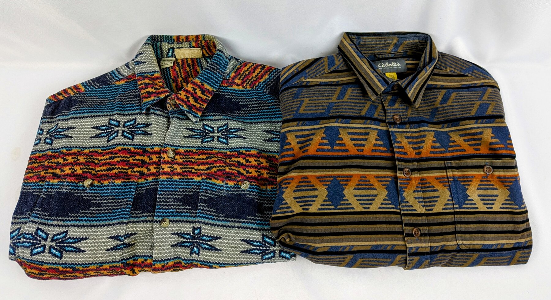 Two Flannel Long-Sleeve Shirts, Mens Size Large - International Male, Cabela's