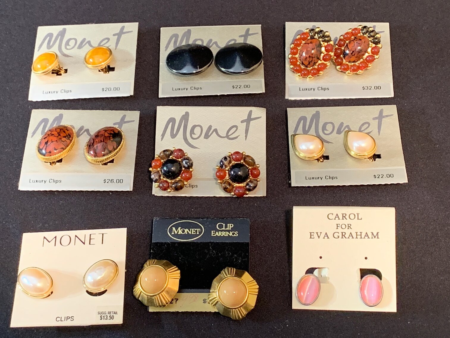 9 Pairs of Clip On Earrings