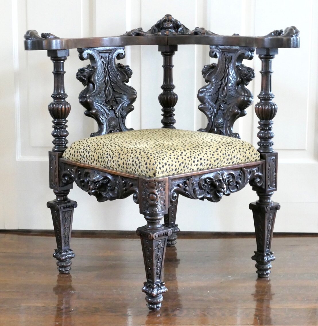 Louisville Palace Highly Carved Italian Corner Chair