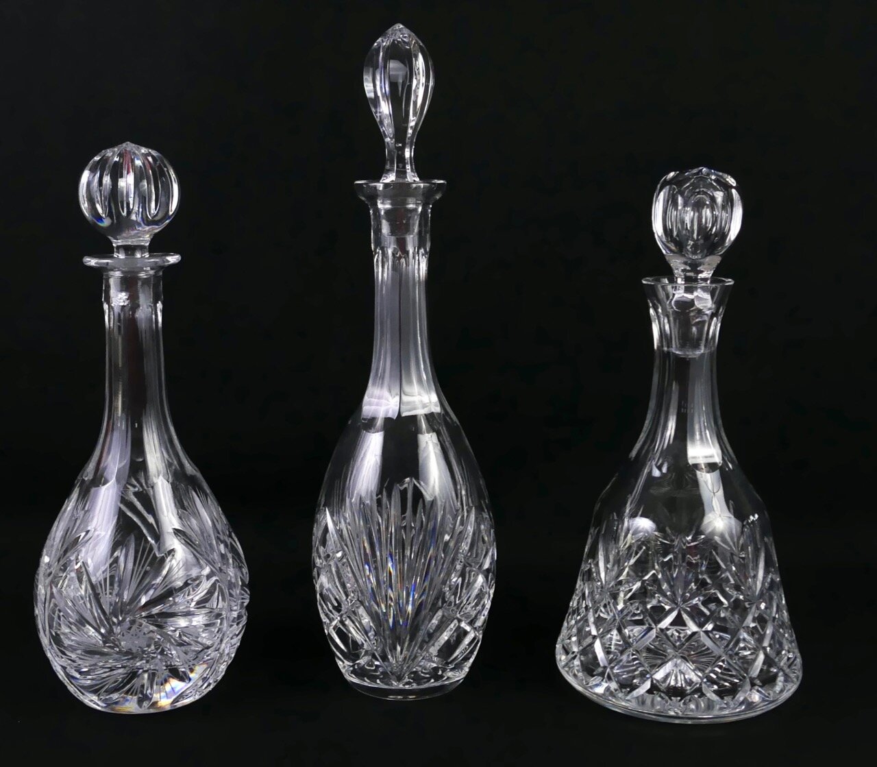 Crystal Decanters Trio