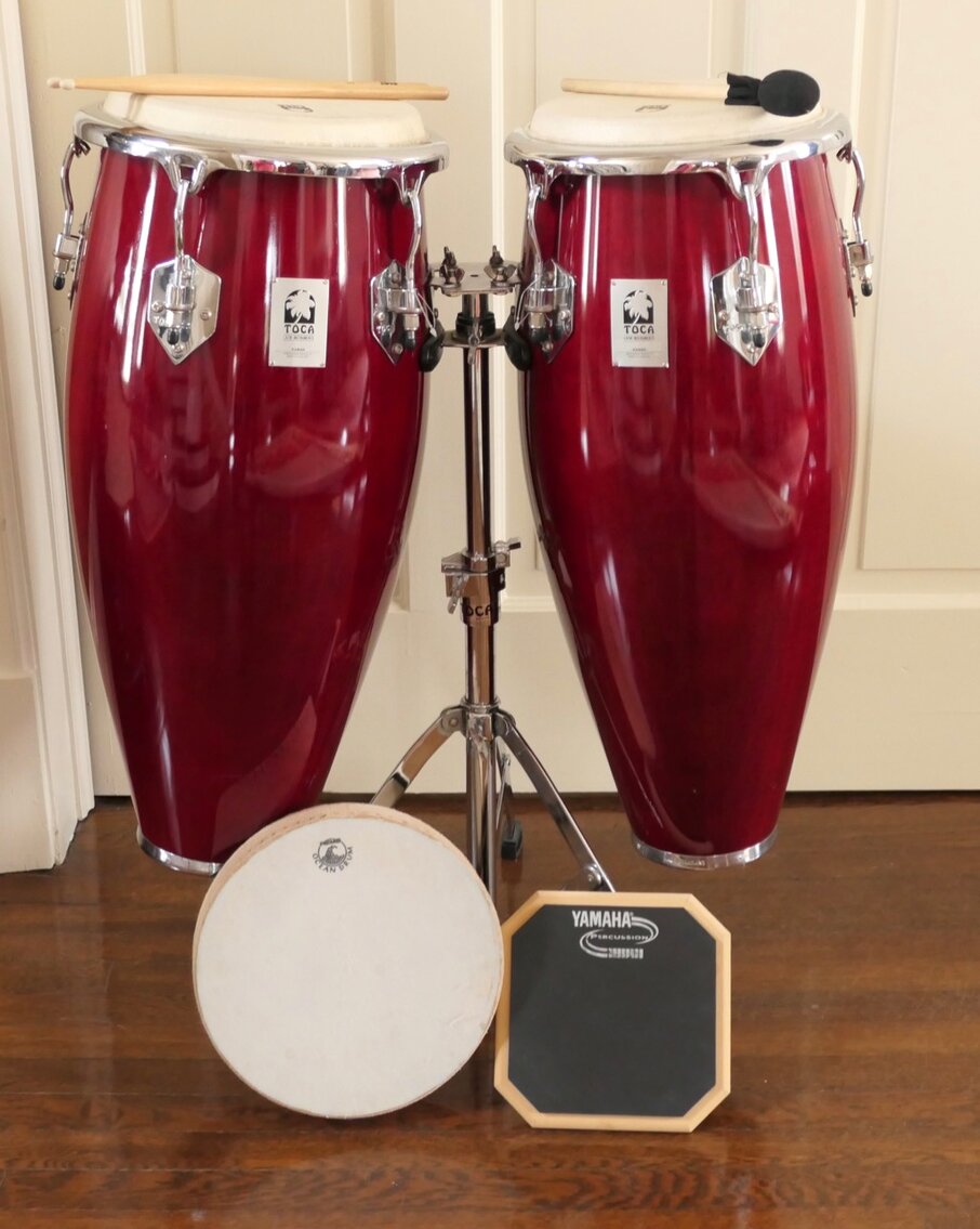 Pair of Toca Latin Instruments Congas on Stand