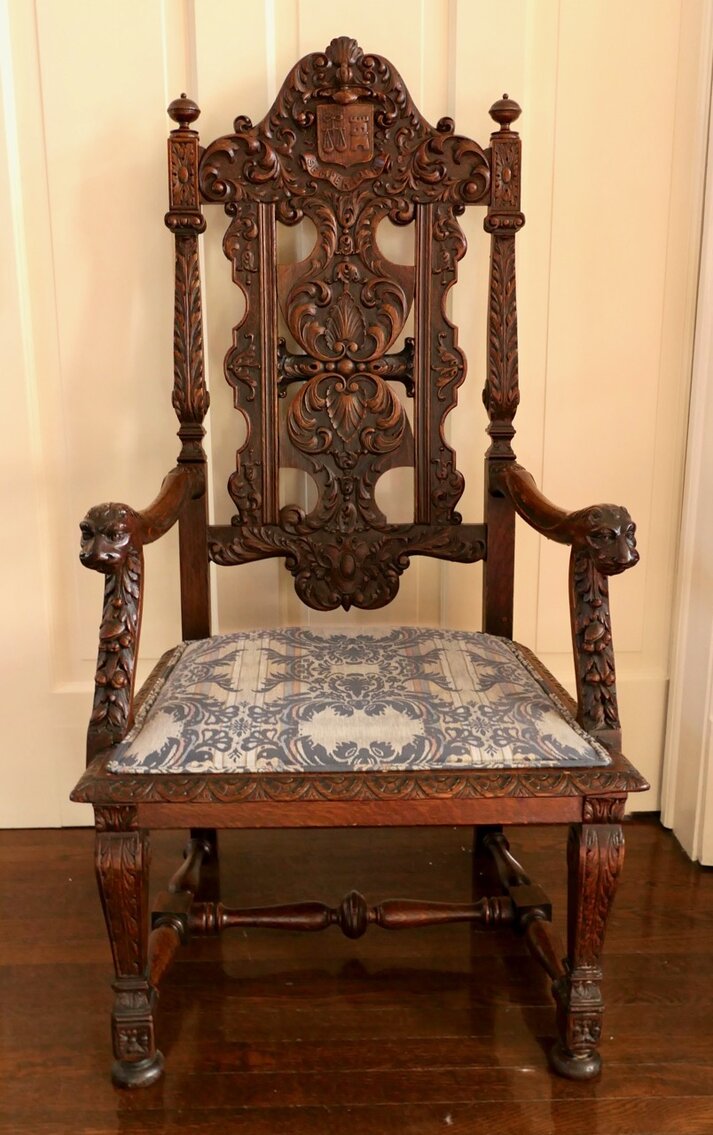 Louisville Palace Highly Carved Solid Oak Throne Chair
