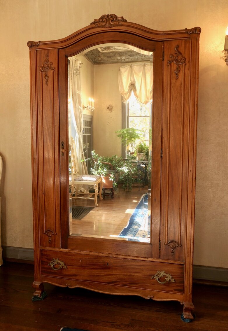 French Antique Mirrored Armoire