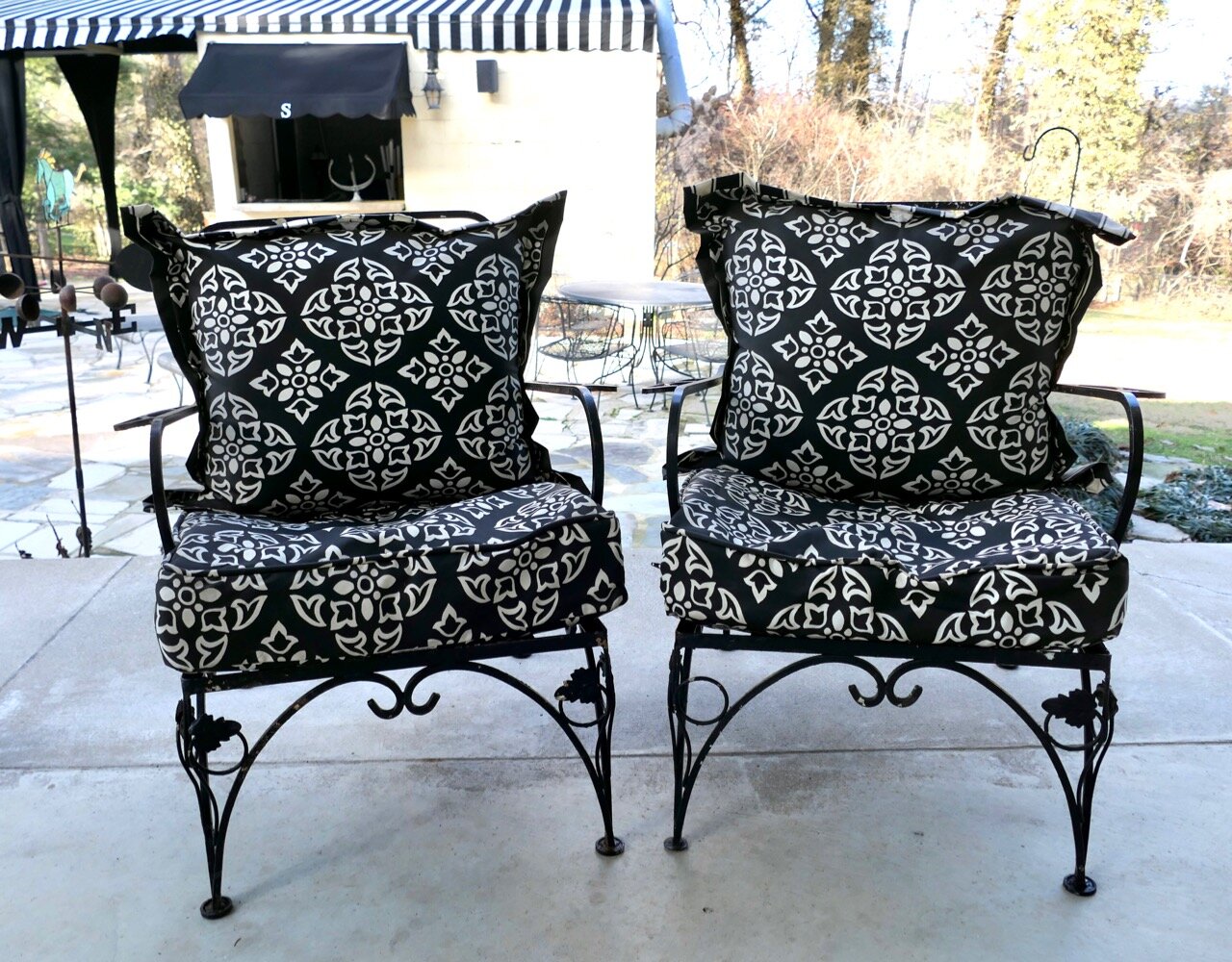 Pair of Wrought Iron Patio Chairs