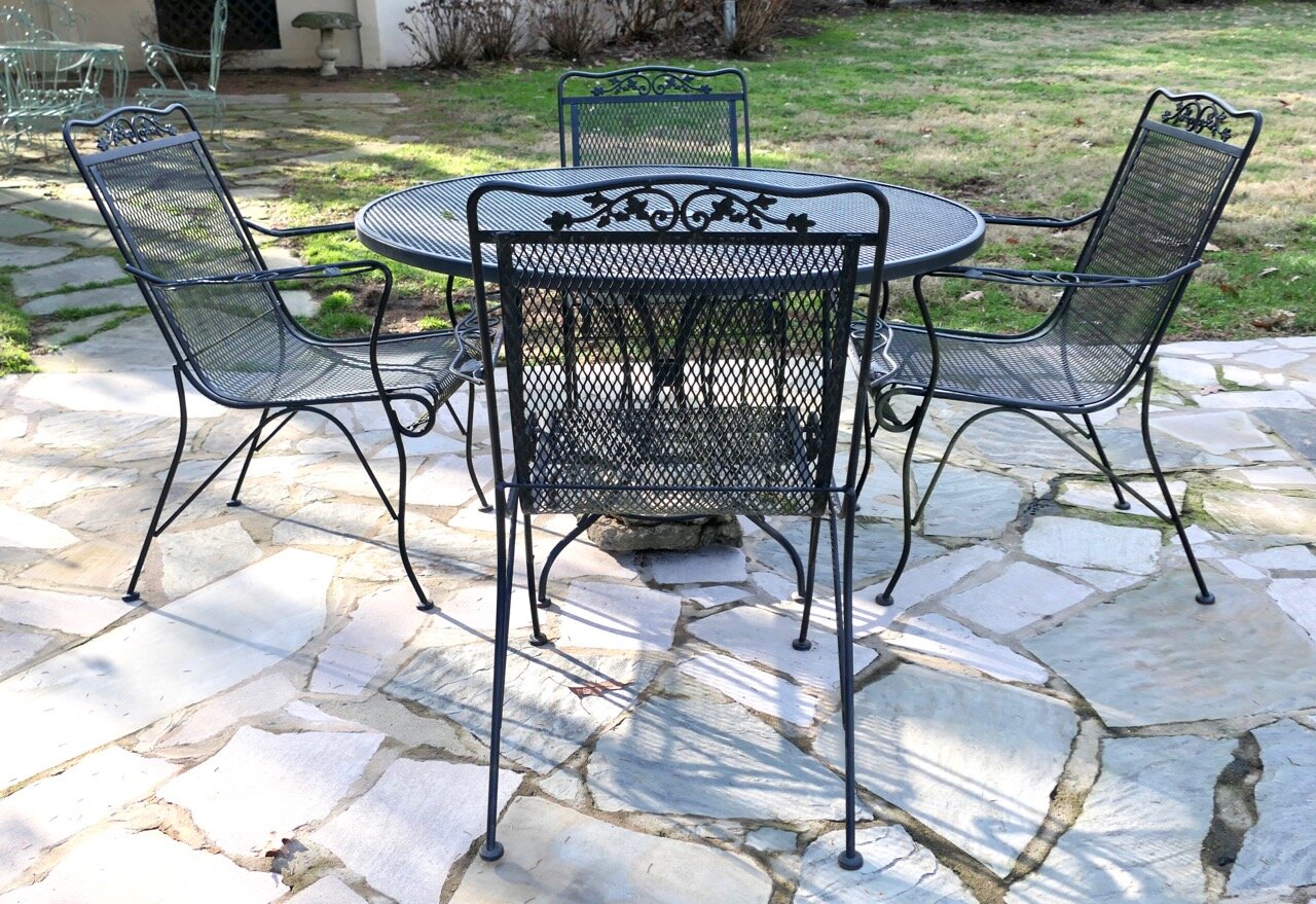 Wrought Iron Patio Table with Four Chairs