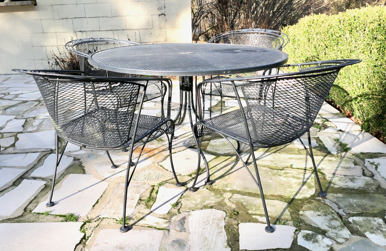 Wrought Iron Patio Table with Four Chairs