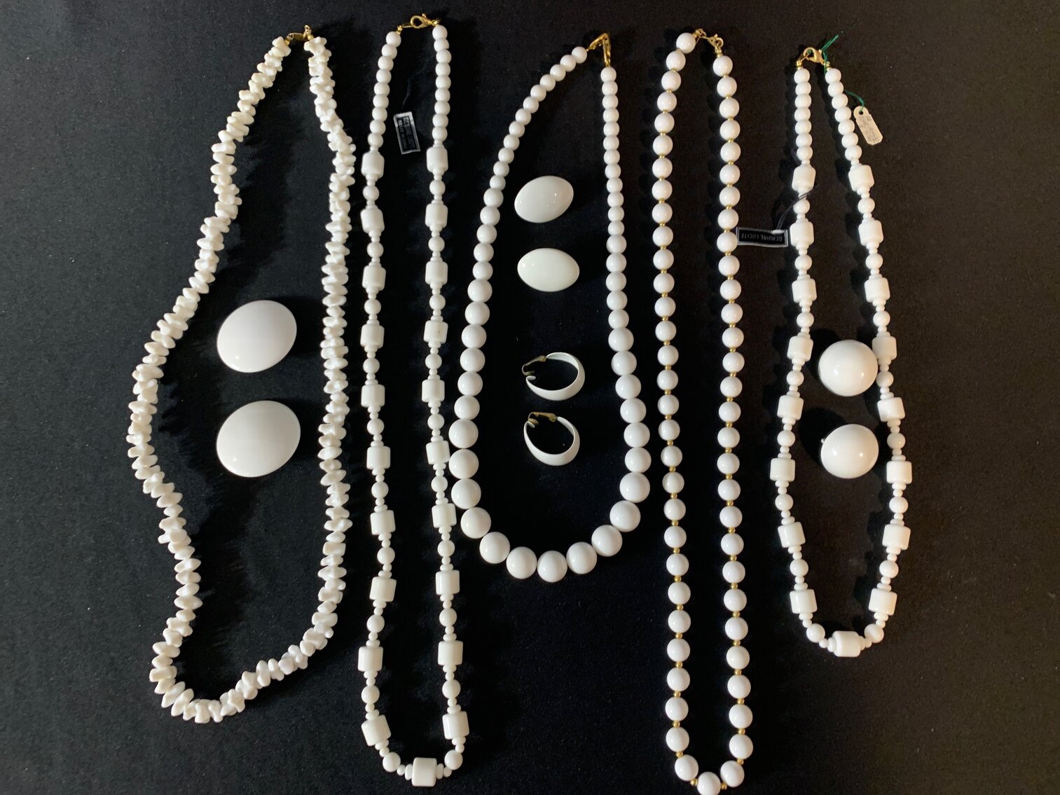 White Lucite and Metal Jewelry 