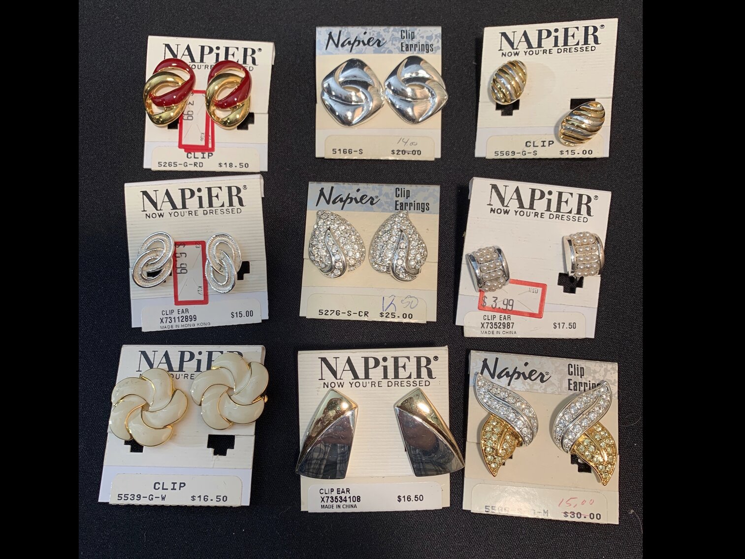 9 Napier Clip On Earrings