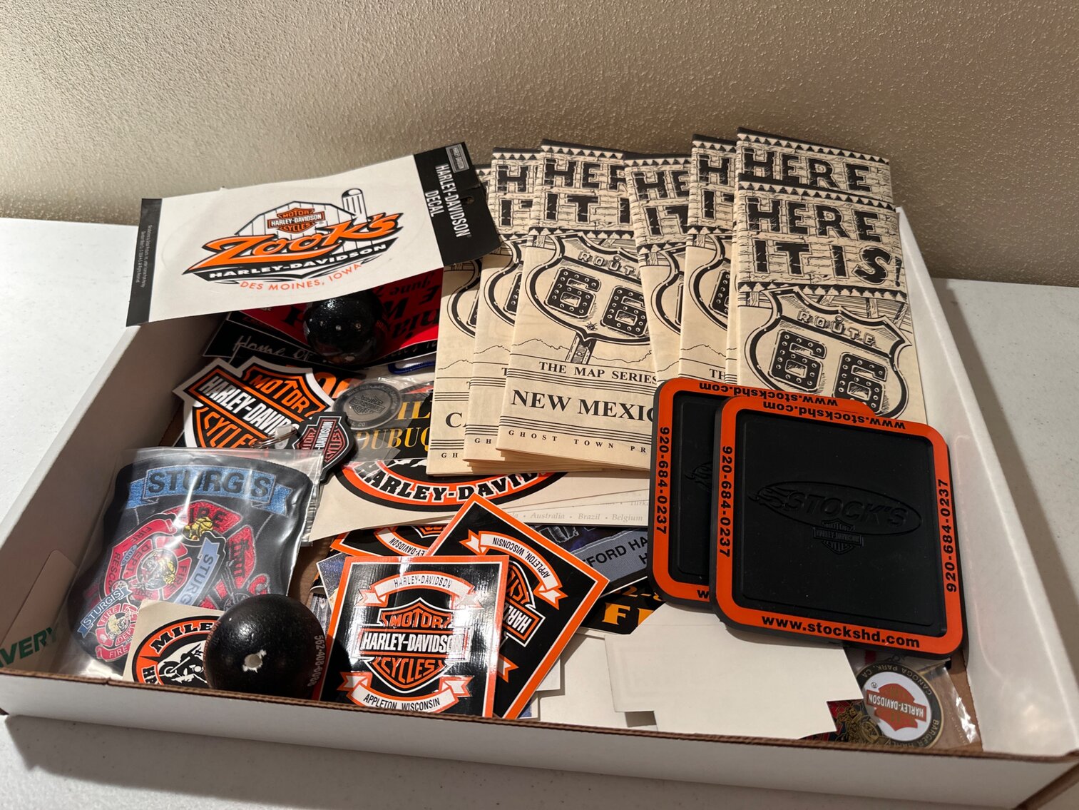 Numerous Harley Decals, Maps