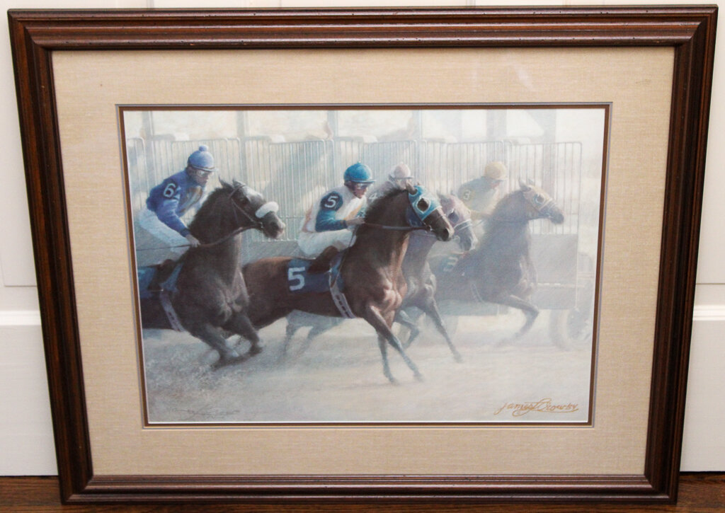 Horse Racing Print by James L. Crow, Signed and Numbered